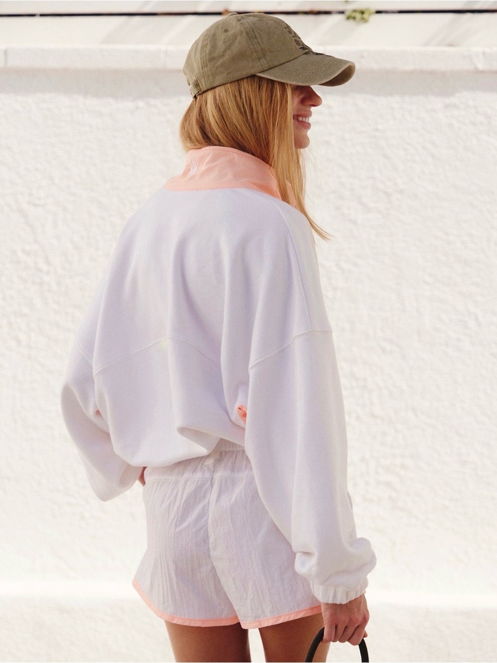 Free People Movement World Tour Pullover Sweatshirt in White/Peach Combo XL NWT - Picture 7 of 7